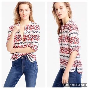 J. Crew Voile popover shirt in berry print